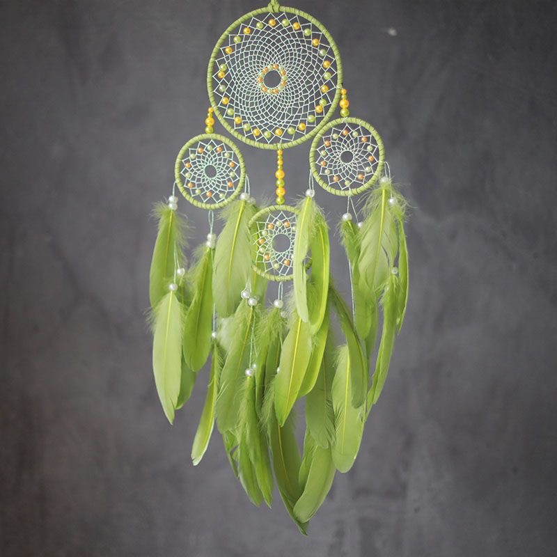 Home Textiles & Decorations - Multi‑ring Handmade Dreamcatcher Colorful Feather Beaded